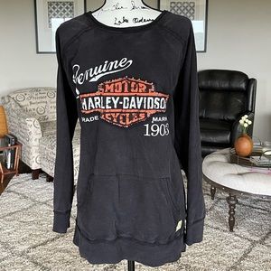 Harley-Davidson Women's Genuine Activewear Boat Neck L/S Pullover Blk 99121-15VW
